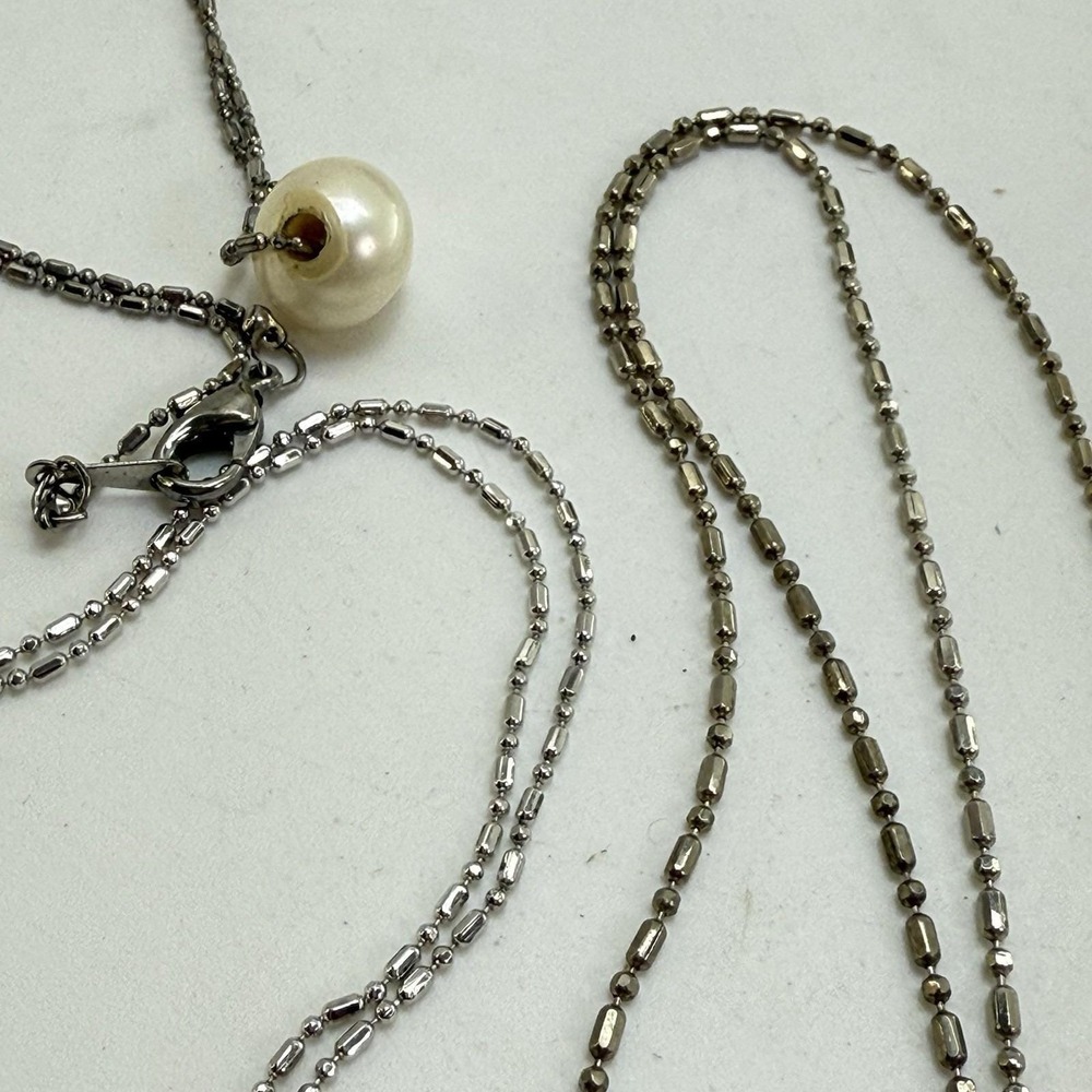 Three 18K Gold Plated Beaded Bar Chain Necklaces, 18KGP Necklace Lot - Picture 7 of 8